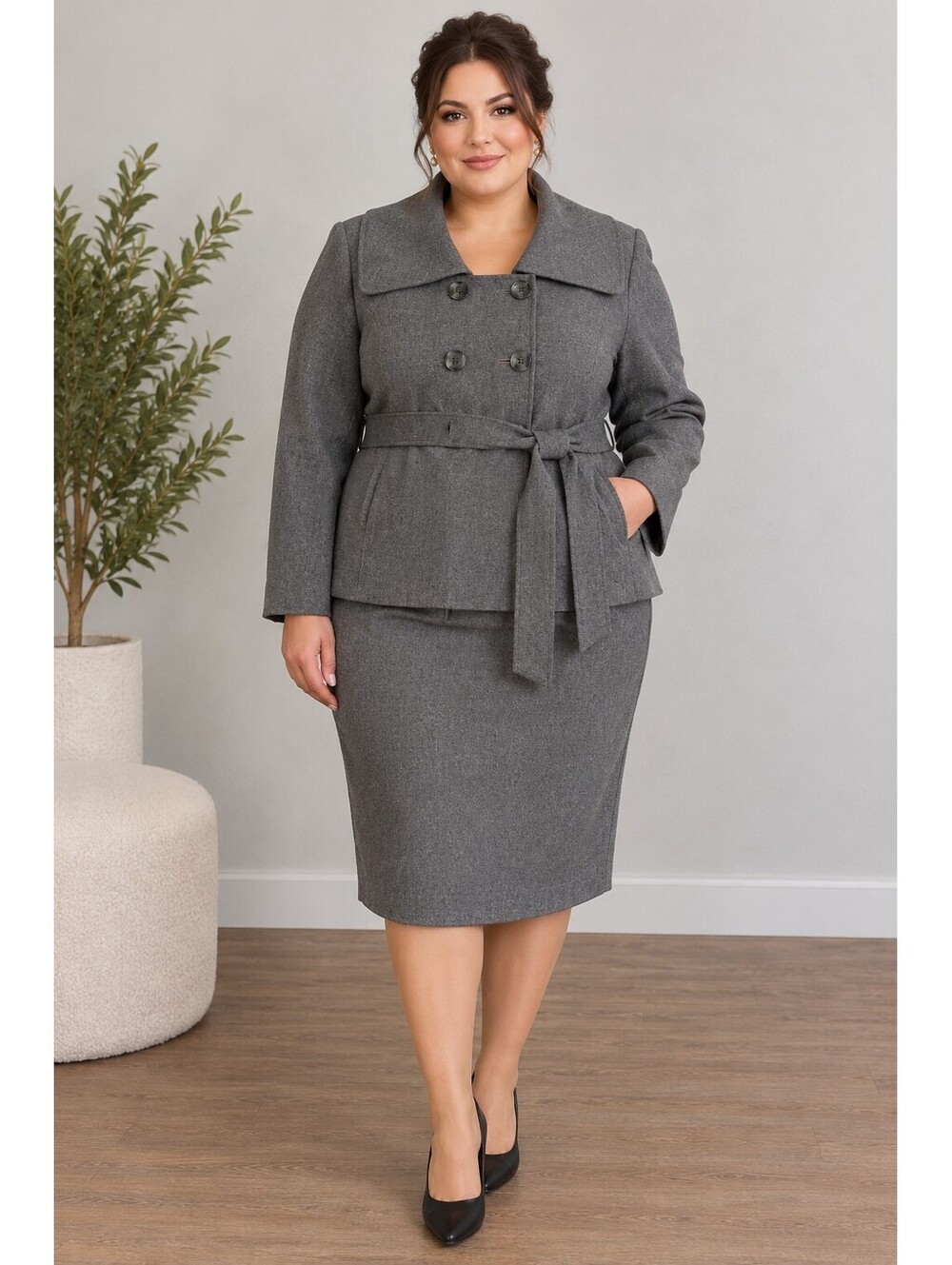Tahari Arthur S Levine Women's Gray Skirt Suit Set 18